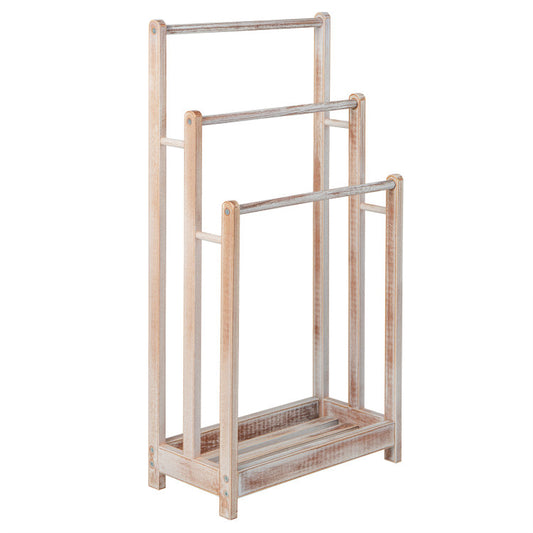 Freestanding Towel Rack 3-Bar Hand Towel Drying Stand with Bottom Storage Shelf
