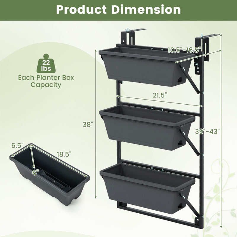 Hanging Vertical Planter Wall-Mounted Adjustable with Detachable Hooks