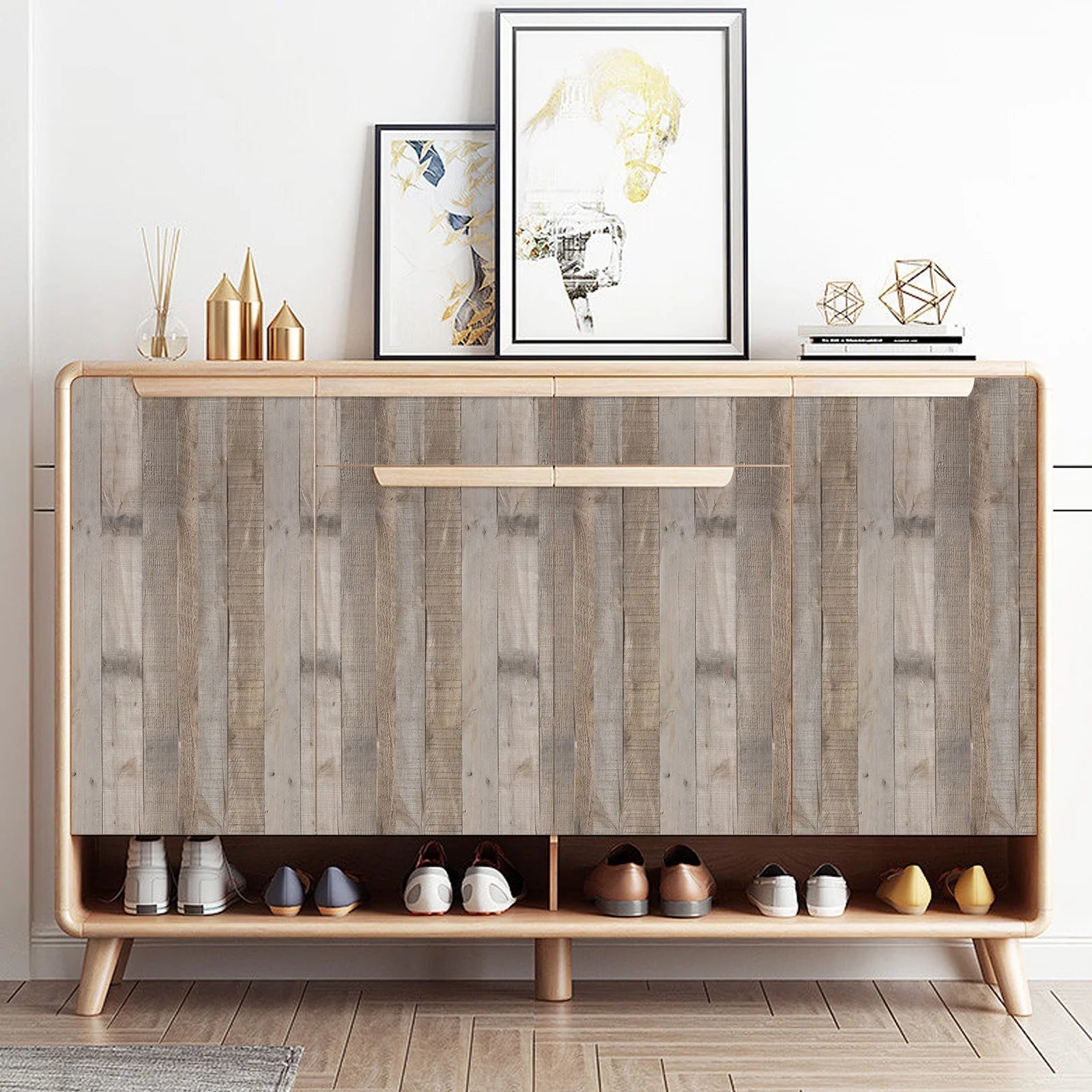 17.7"X 393.7" Brown Wood Wallpaper Peel and Stick Contact Paper Self Adhesive Removable Distressed Wood Look Wallpaper Vinyl Home Decor for Funiture