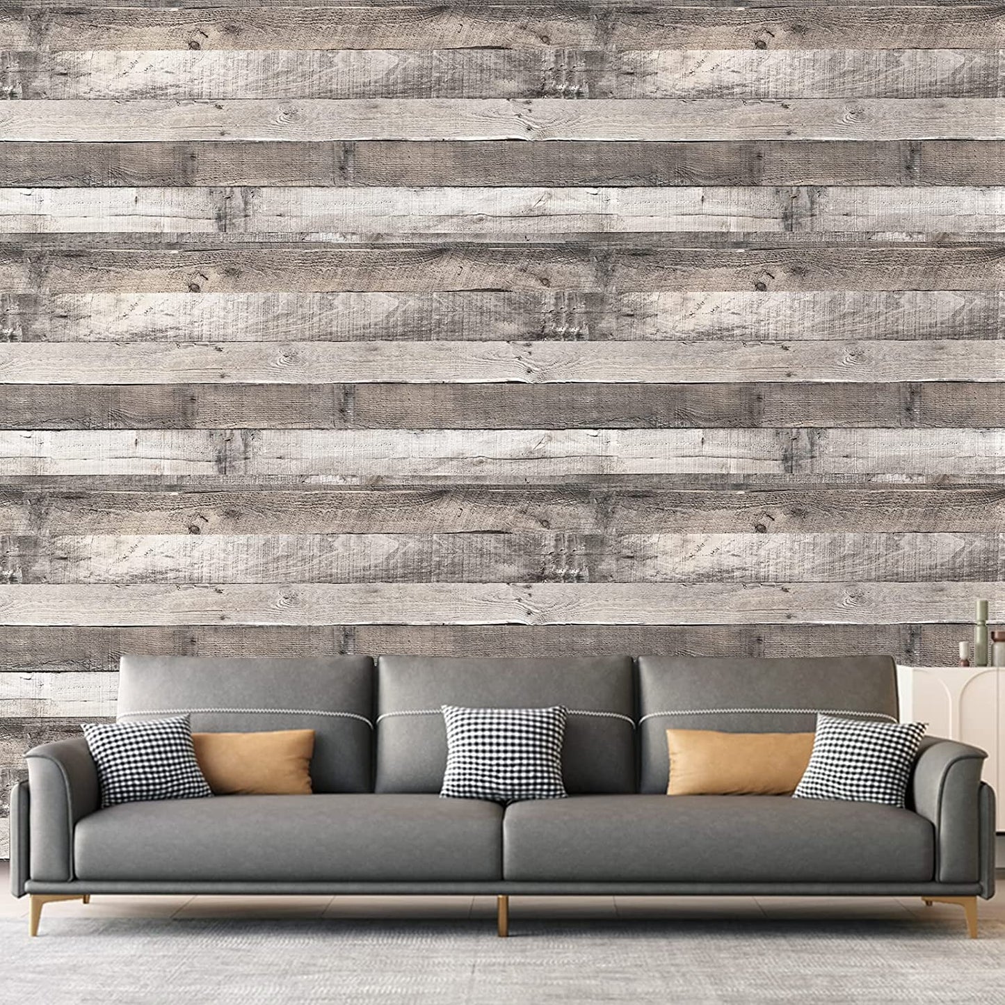Peel and Stick Wallpaper Gray Wood Wallpaper Self Adhesive Wallpaper Craft, 17.71"X 118"