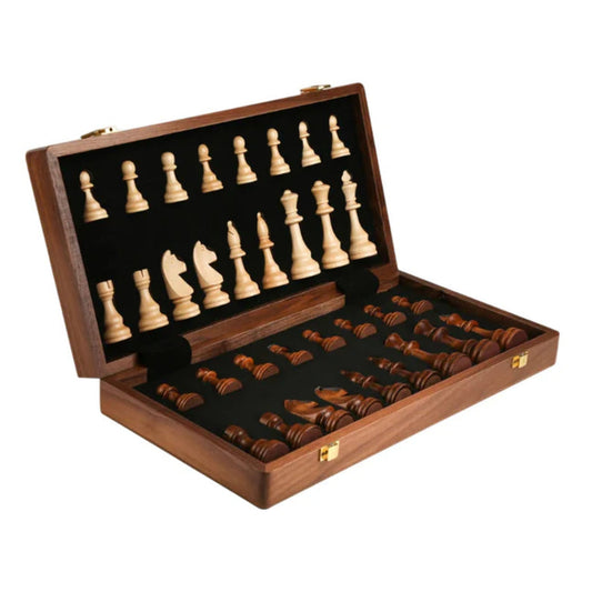 Magnetic Wooden Chess Set for Adults Kids 15'' Chess Board with Handmade Pieces, Folding Portable Travel Unique Chess Sets Game for Tournament Professional Beginner
