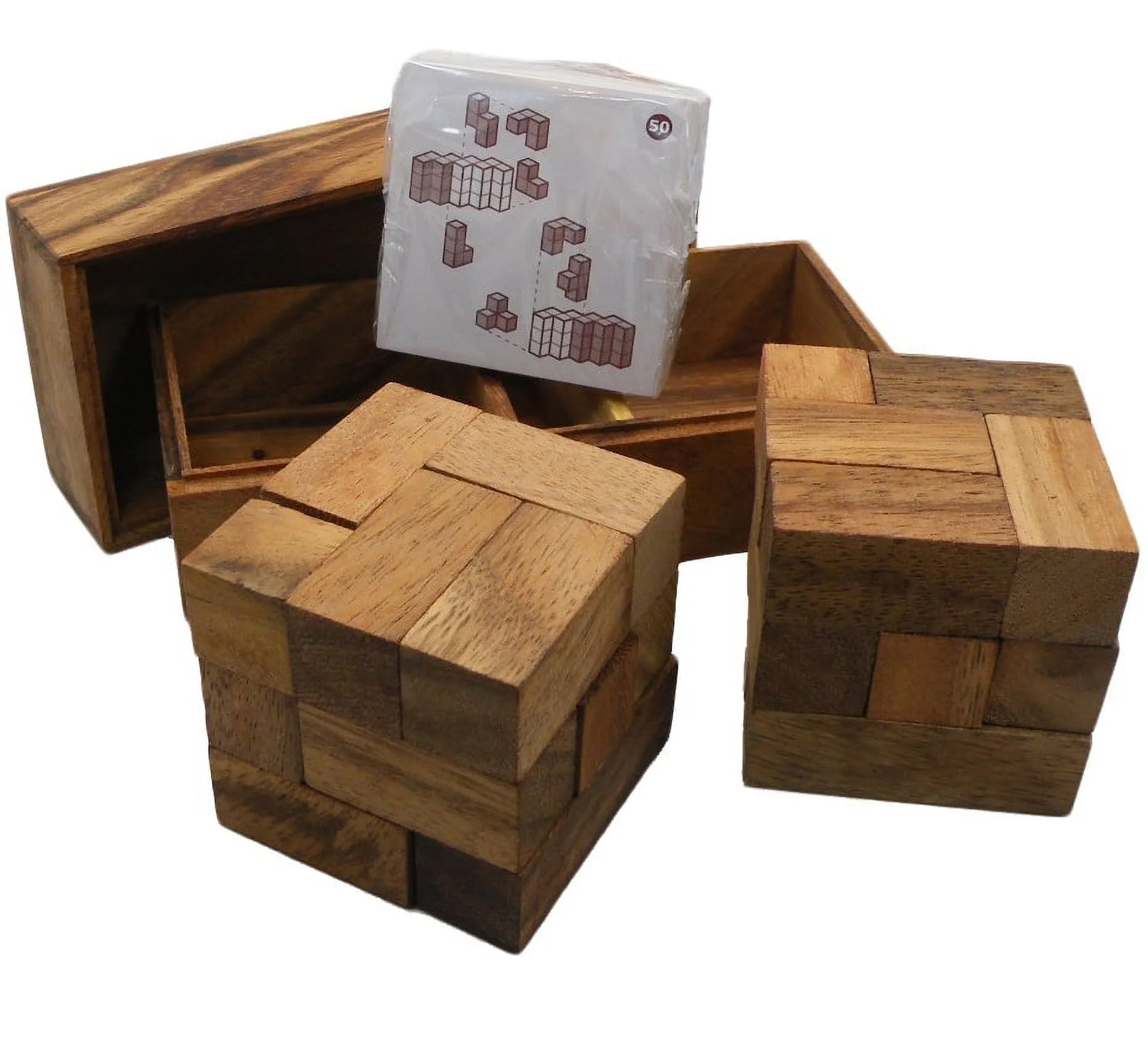 Soma Cube Double with Playing Cards Wooden Puzzle