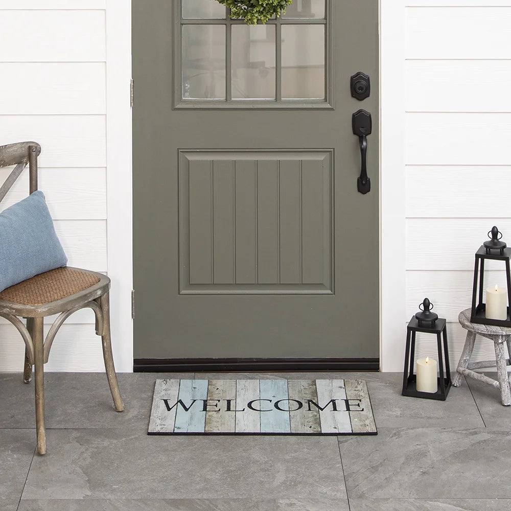 Welcome Wood Rubber Doormat, Multi, 18" X 30"