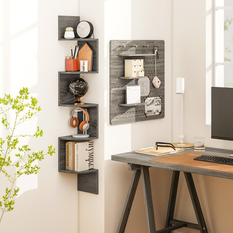 5-Tier Corner Shelf Floating Bookshelf Wall Mounted Storage Organizer