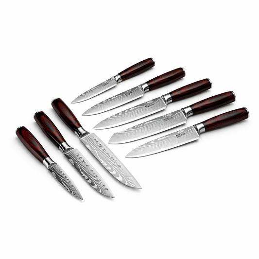 8-Piece Stainless Steel Kitchen Knife Set with Wooden Handles