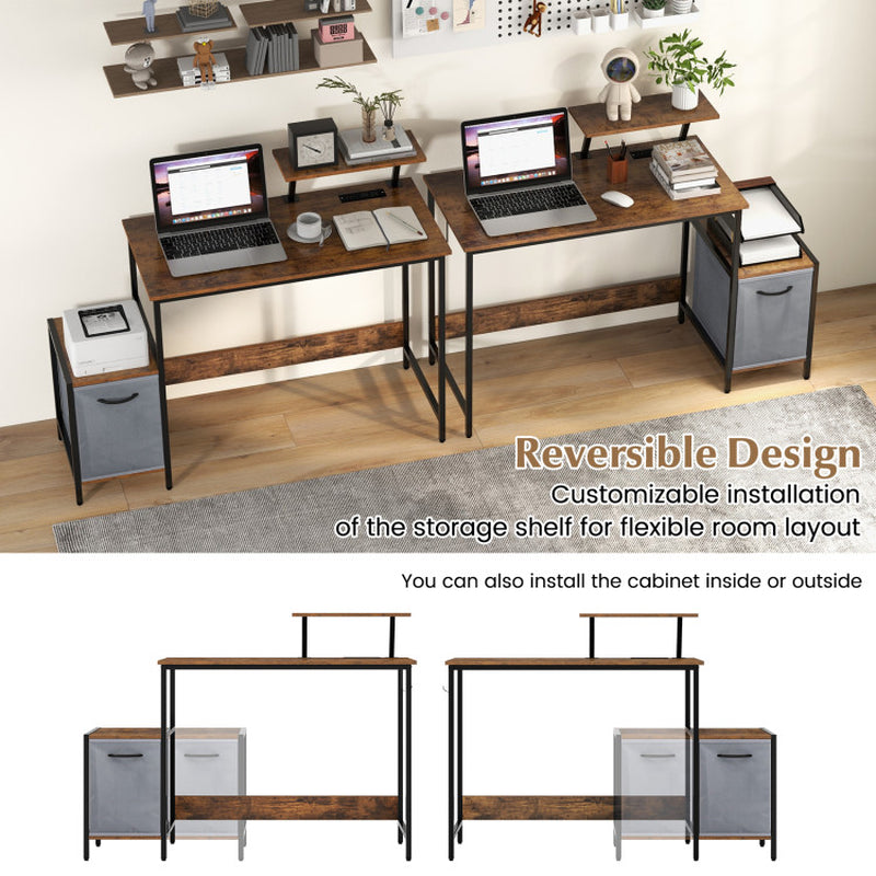 Computer Desk with Reversible Storage Drawer and Moveable Shelf