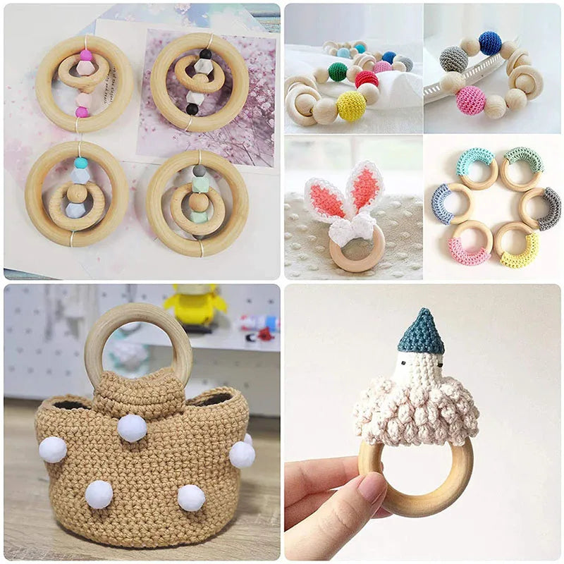 20Pcs Wooden Rings for Crafts, Natural Wooden Rings for Macrame, Unfinished Wood Rings Circles, Macrame Rings Wooden Hoops for DIY Craft Pendant Connectors Jewelry Making Macrame Craft Decorative Wooden Hoop