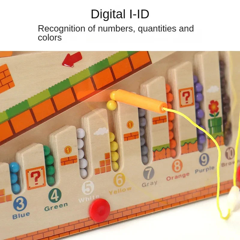 Magnetic Color and Number Maze, Montessori Fine Motor Skills Toys for Girls Boys, Wooden Magnet Maze Board Game, Dinosaur Design Toys for 3 4 5 Years Old Preschool Learning Activities