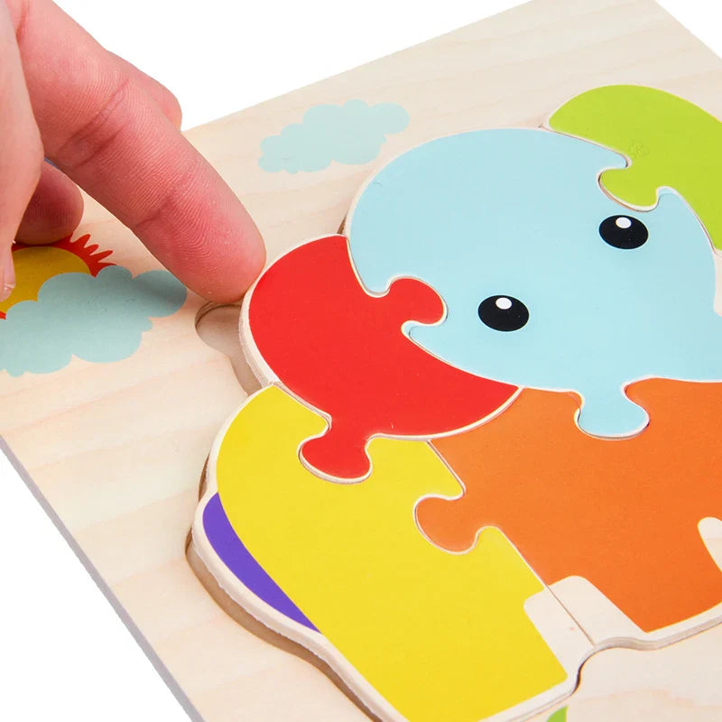 1PC Baby Wooden 3D Puzzles Tangram Shapes Learning Educational Cartoon Animal Intelligence Jigsaw Toys for Children Gift (Copy)