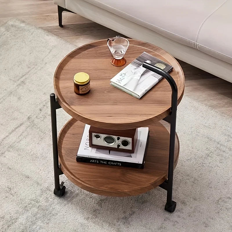 Nordic Style Rolling Side Table, Sofa Table with Wheels - Suitable for Modern Style Home Decor and Storage
