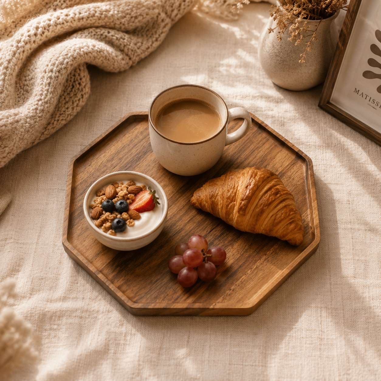 Acacia Wood Serving Tray Set – Rustic Round Platters (2 Pieces)
