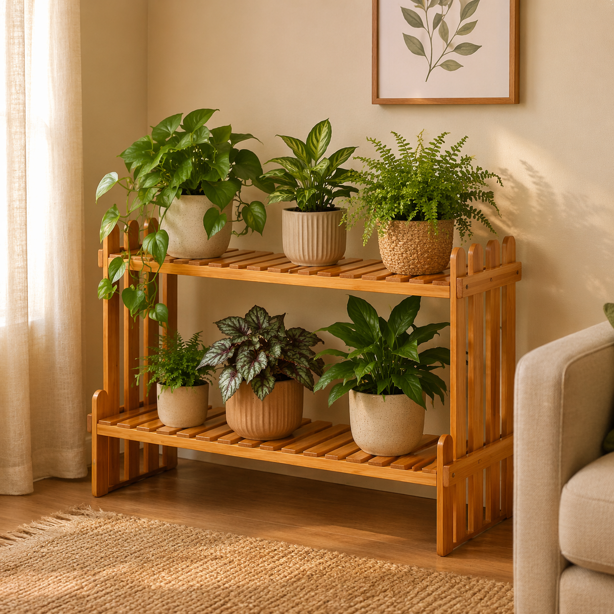 Bamboo Plant Stand – Multi-Tier Indoor & Outdoor Shelf