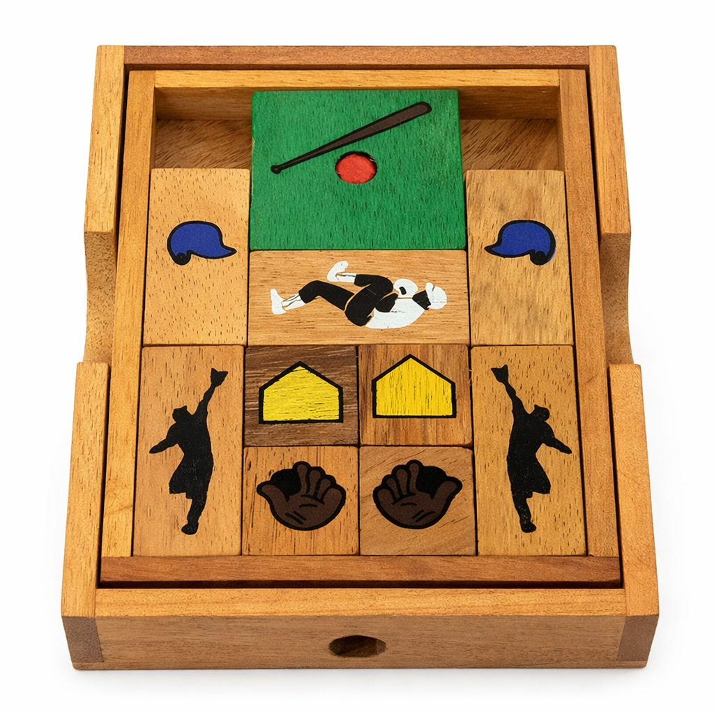 Baseball Field Wooden Sliding Puzzle Brain Teaser