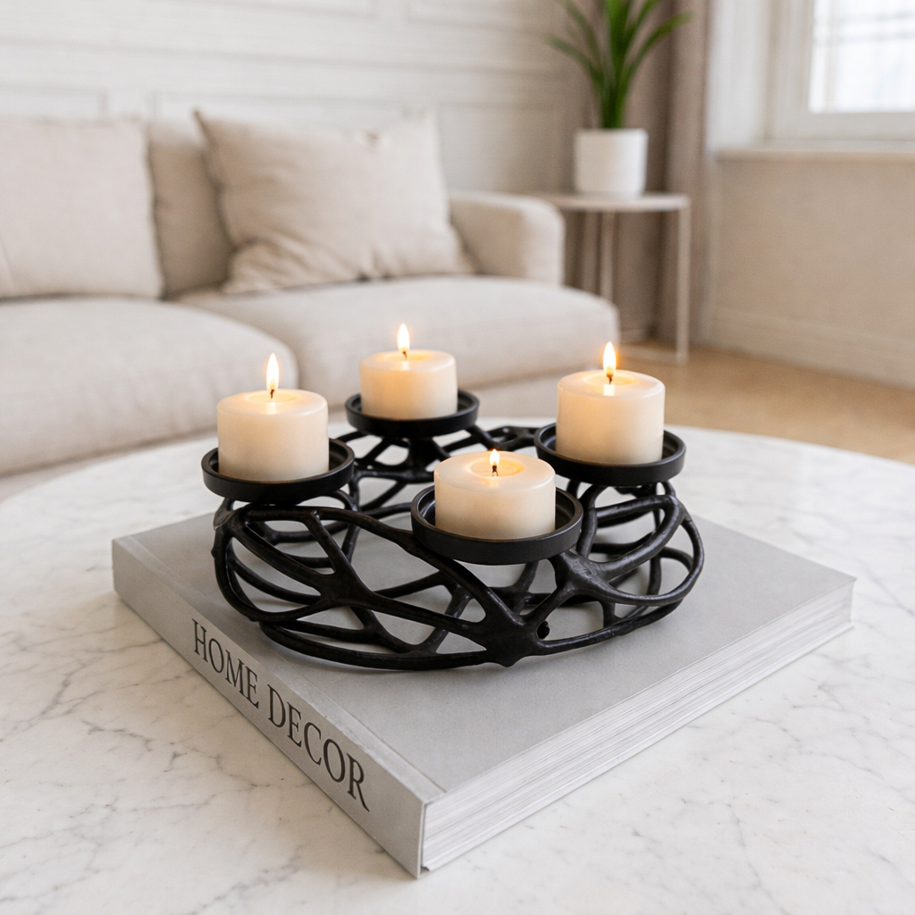 Black Aluminum Tea Light Candle Holder