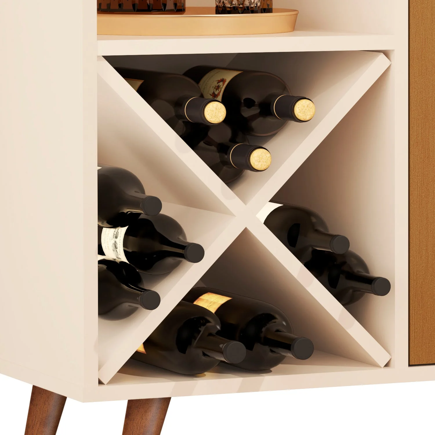 Modern Bar Cabinet with Wine Rack & Storage Shelf