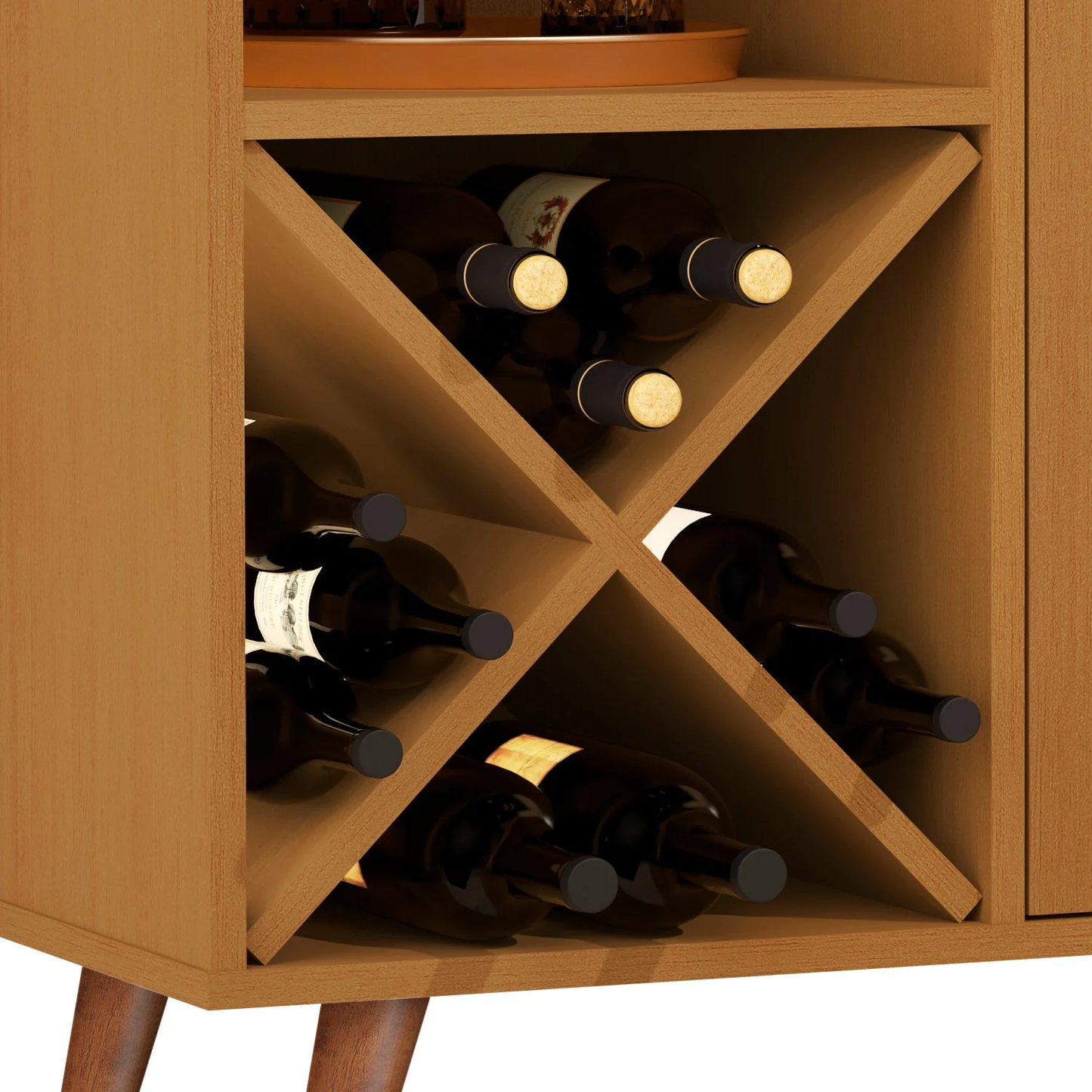 Modern Bar Cabinet with Wine Rack & Storage Shelf