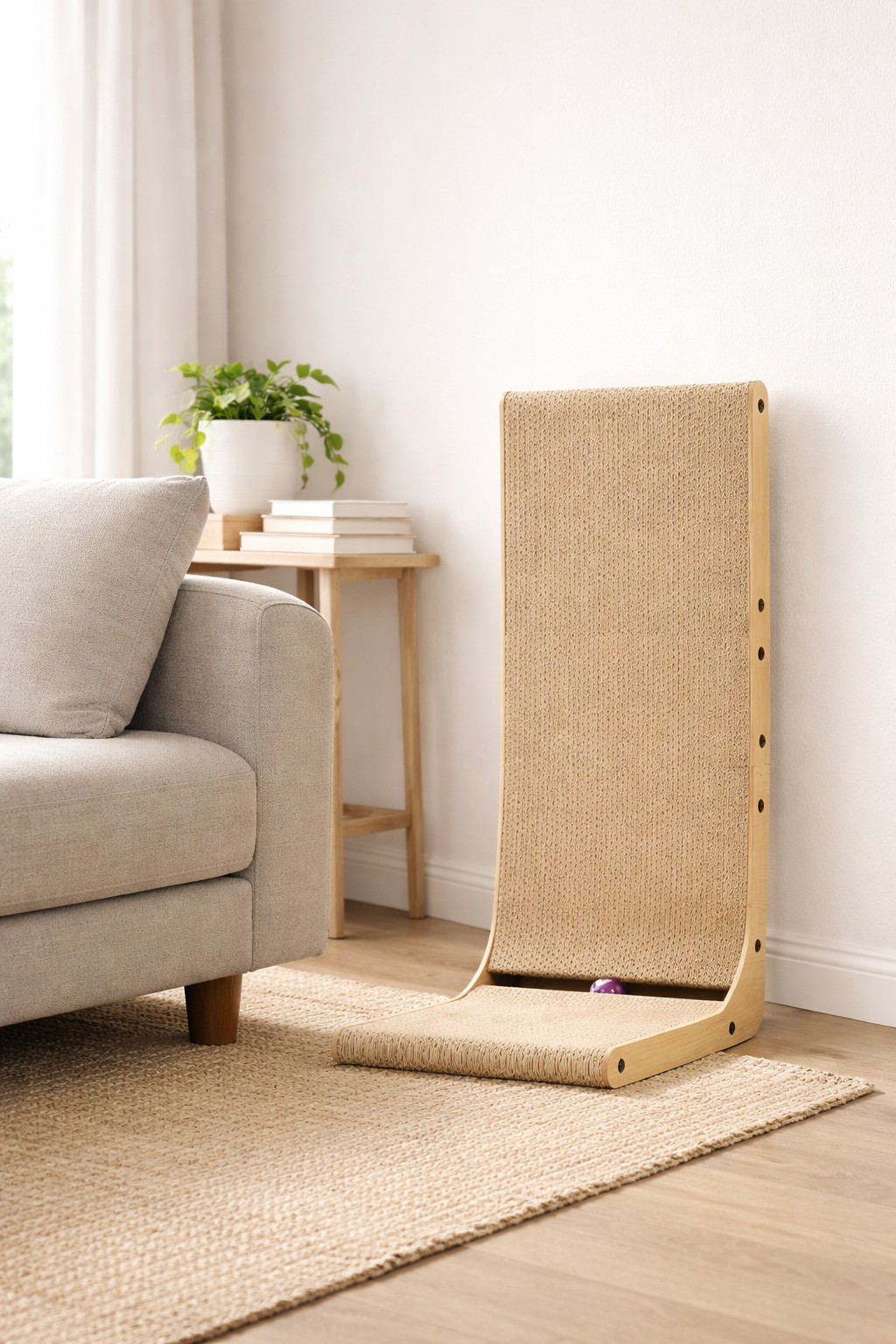Cardboard Cat Scratcher with Ball Toy for Indoor Cats