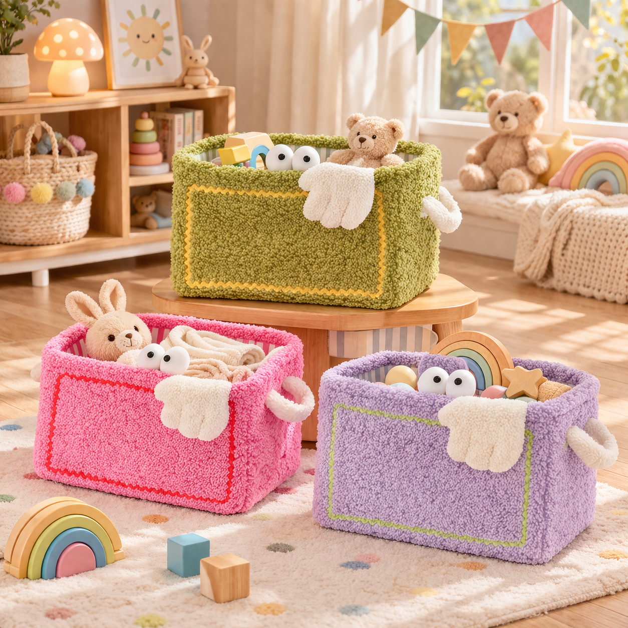 Cute Plush Laundry Basket for Kids – Soft Storage Organizer