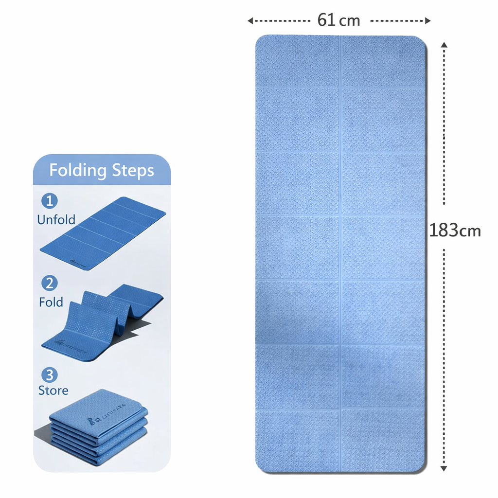 Foldable Extra Wide Yoga Mat with Non-Slip & High-Density Foam