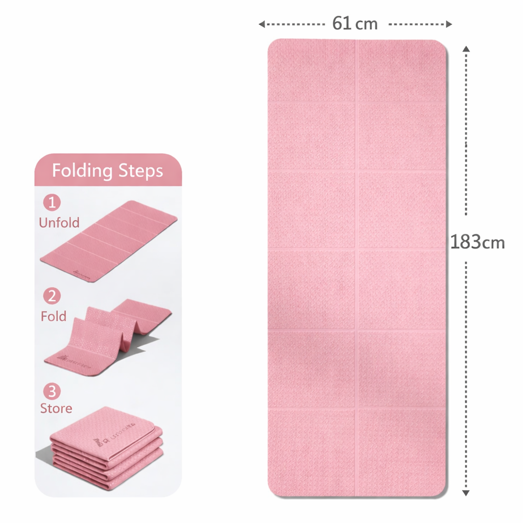 Foldable Extra Wide Yoga Mat with Non-Slip & High-Density Foam