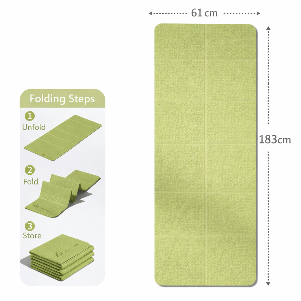 Foldable Extra Wide Yoga Mat with Non-Slip & High-Density Foam
