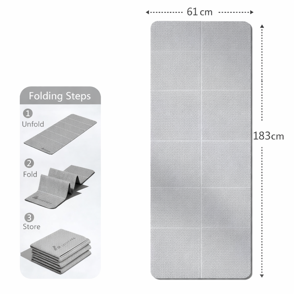 Foldable Extra Wide Yoga Mat with Non-Slip & High-Density Foam