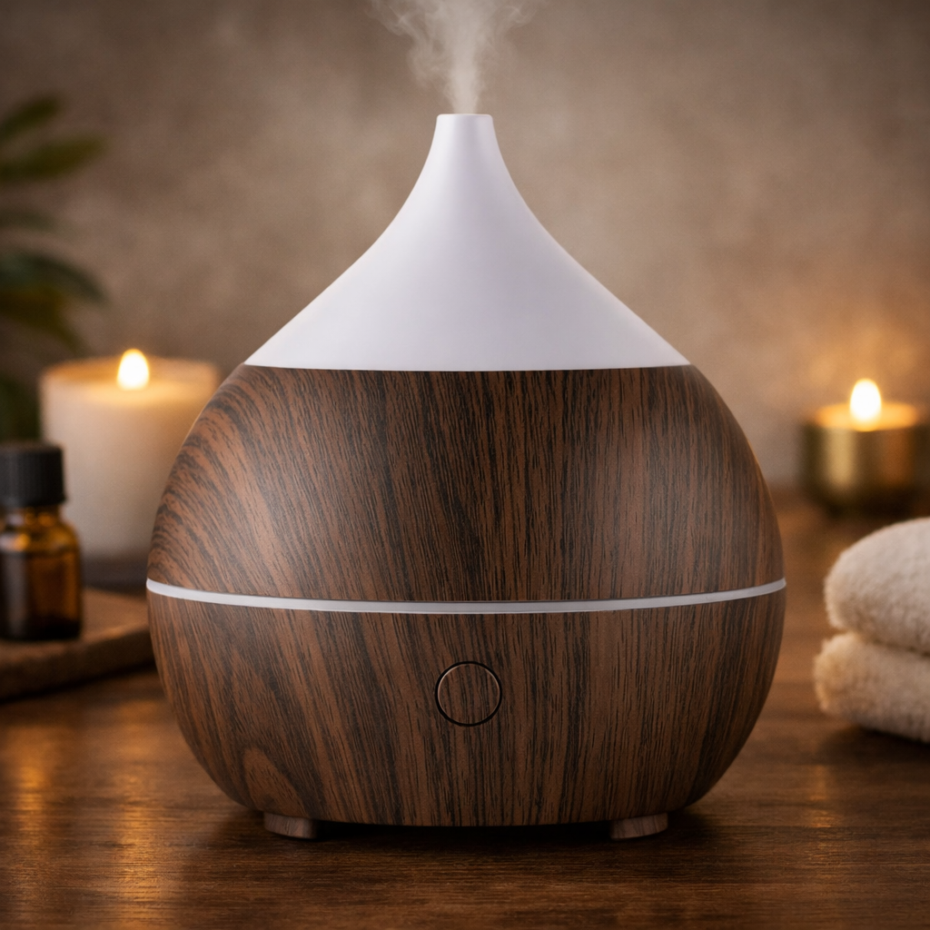 Ultrasonic Essential Oil Diffuser with Wood Grain Design