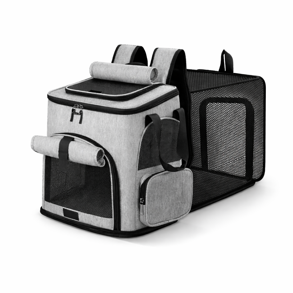 Expandable Pet Backpack Carrier – Breathable Travel Bag for Cats & Small Dogs