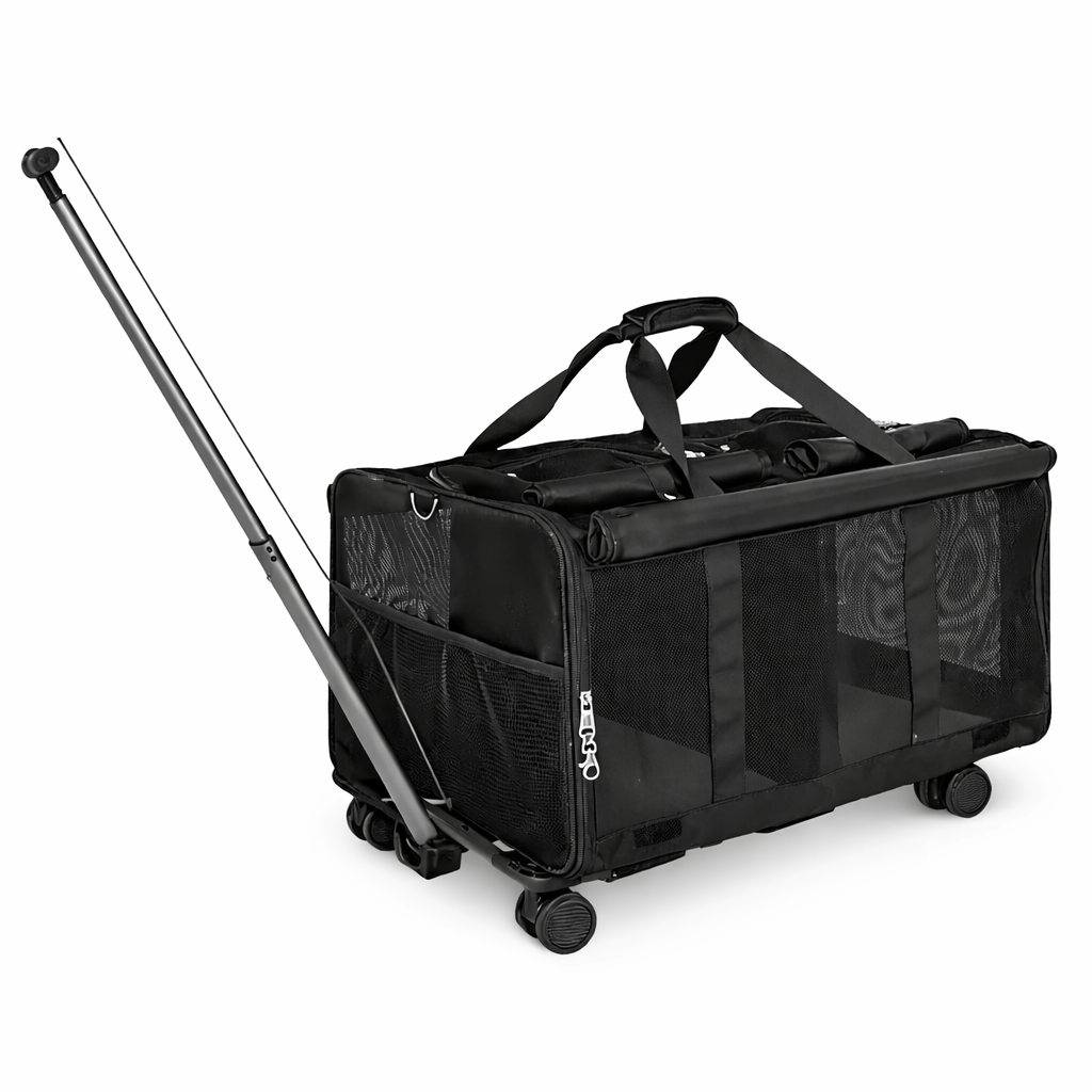 Foldable Pet Carrier with Wheels for Cats & Small Dogs