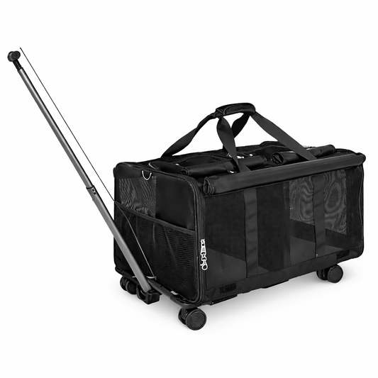 Foldable Pet Carrier with Wheels for Cats & Small Dogs