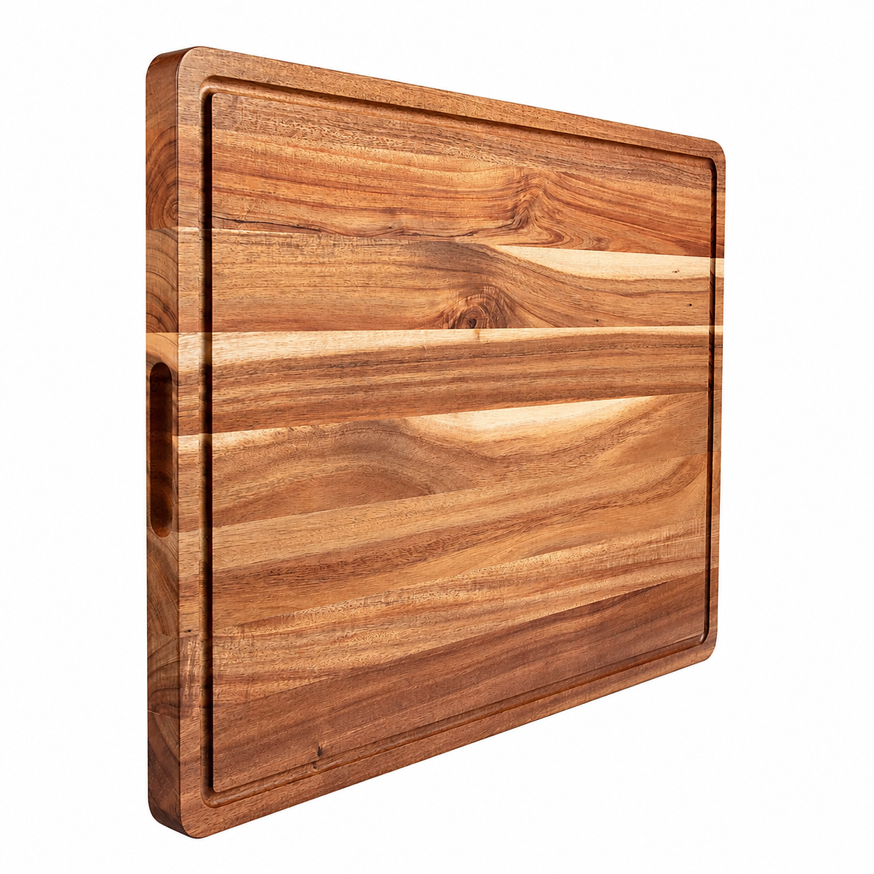 Large Acacia Wood Cutting Board with Juice Groove & Handles