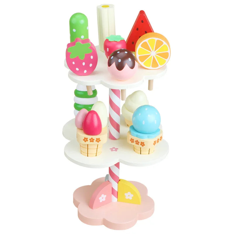 Montessori Wooden Ice Cream Shop Toy Set for Kids