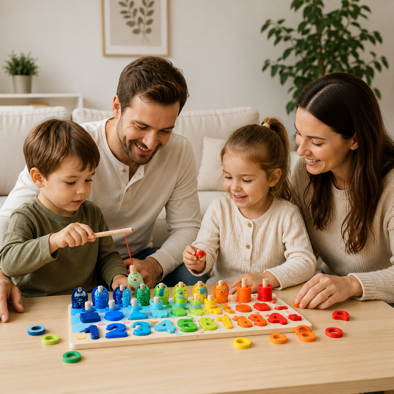 Montessori Wooden Number Sorting Board – Counting & Shape Puzzle