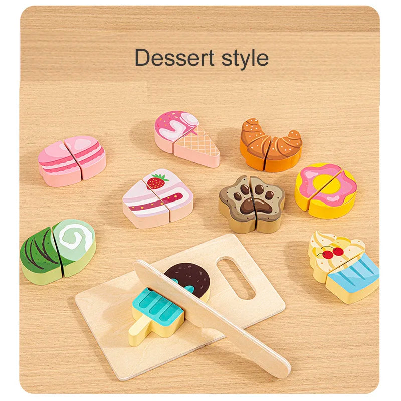 Montessori Wooden Play Food Set – Kids Kitchen Cutting Toy