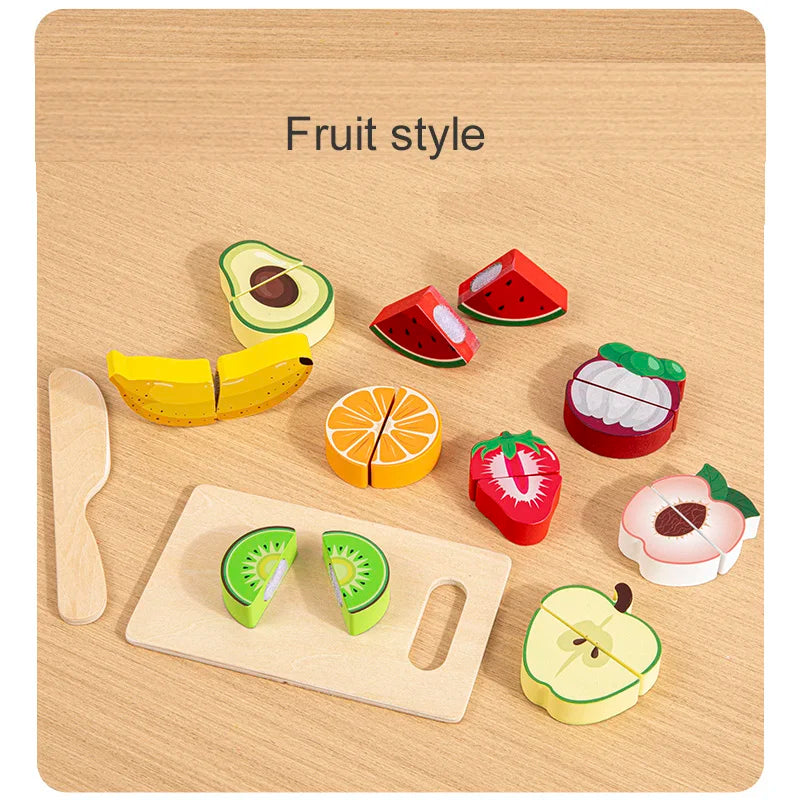 Montessori Wooden Play Food Set – Kids Kitchen Cutting Toy