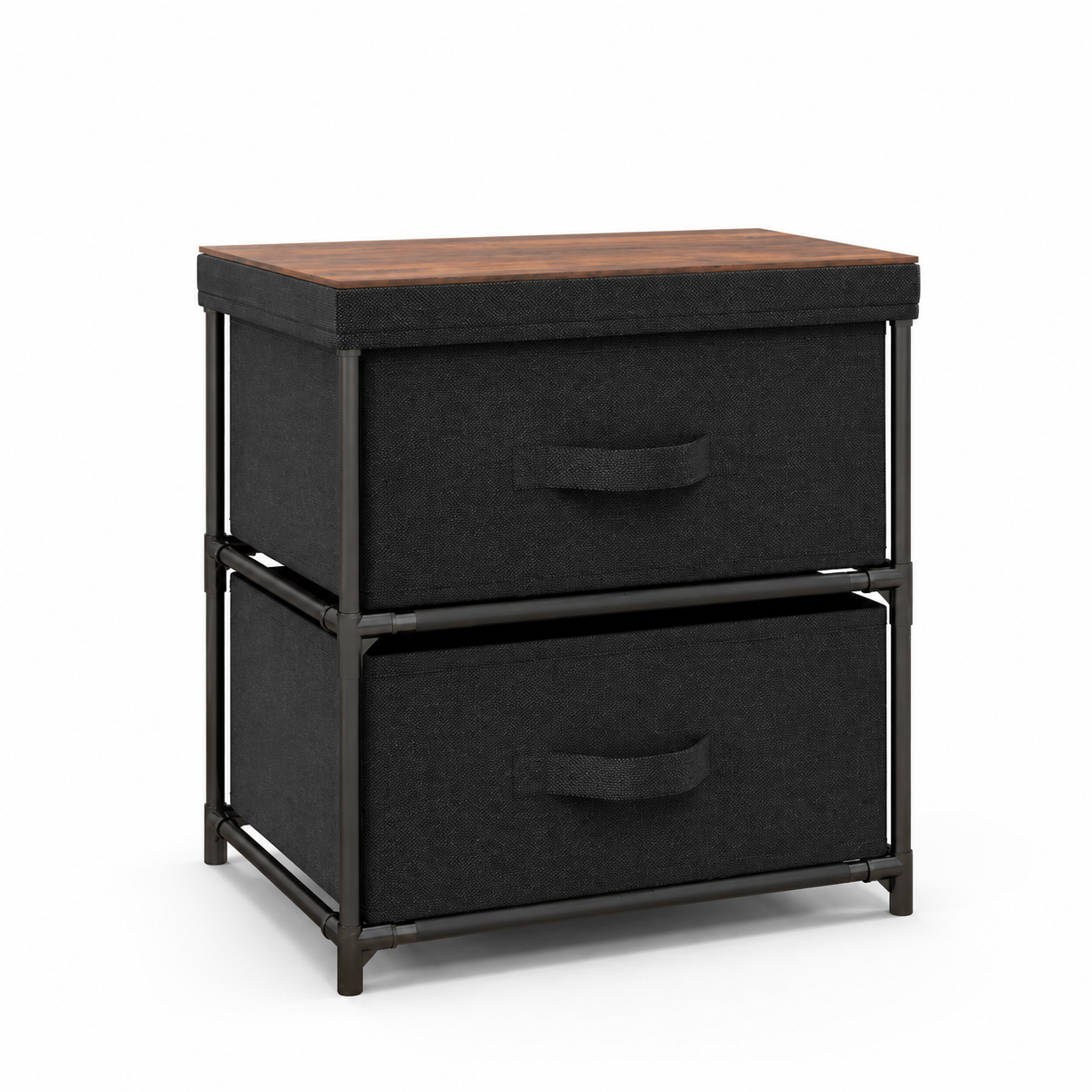 Nightstand 2 Fabric Drawers with Pull Handles