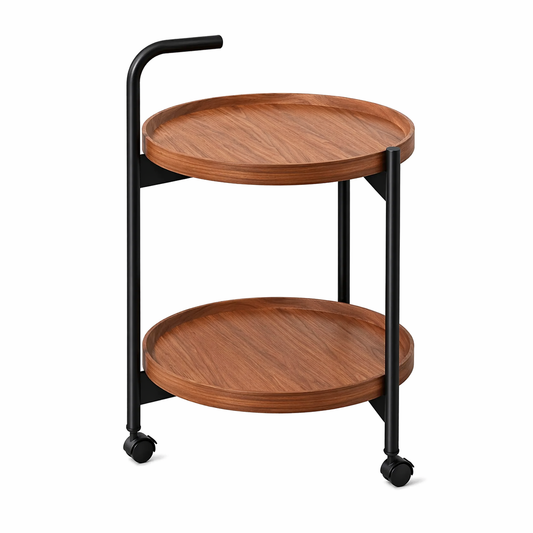 Nordic Rolling Side Table with Storage Shelf