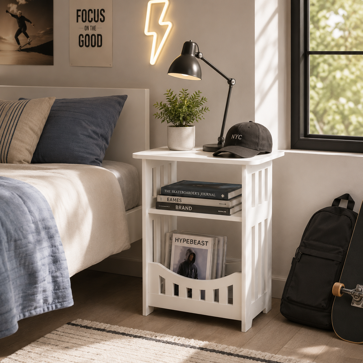 Nordic Wooden Side Table with Storage for Modern Living Spaces