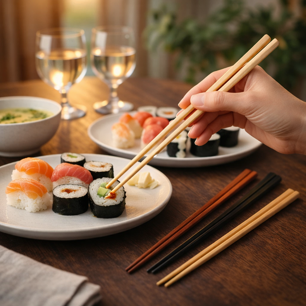 Reusable Bamboo Chopsticks Set – 5 Pairs Natural Wood
