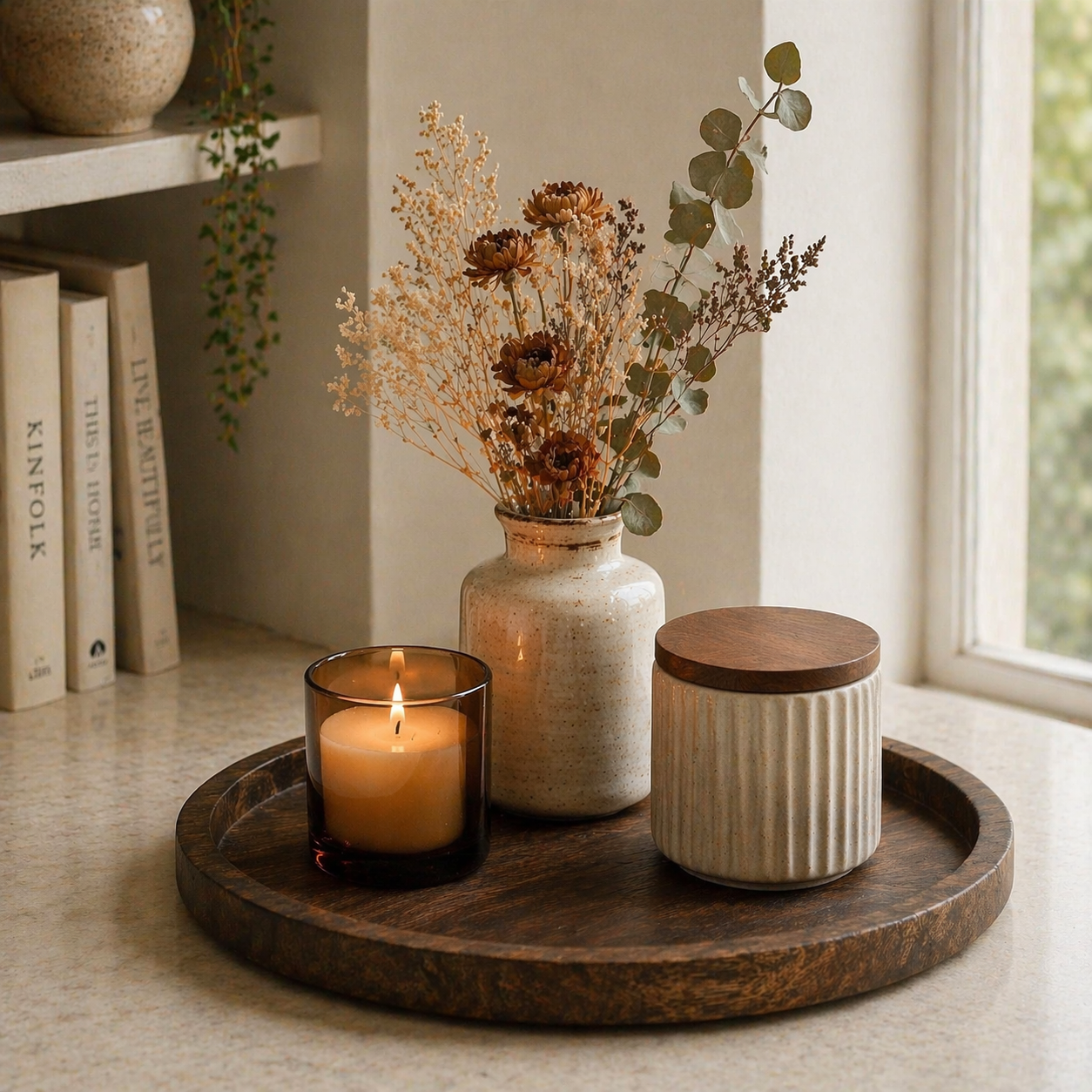 Rustic Wooden Decorative Tray for Coffee Table