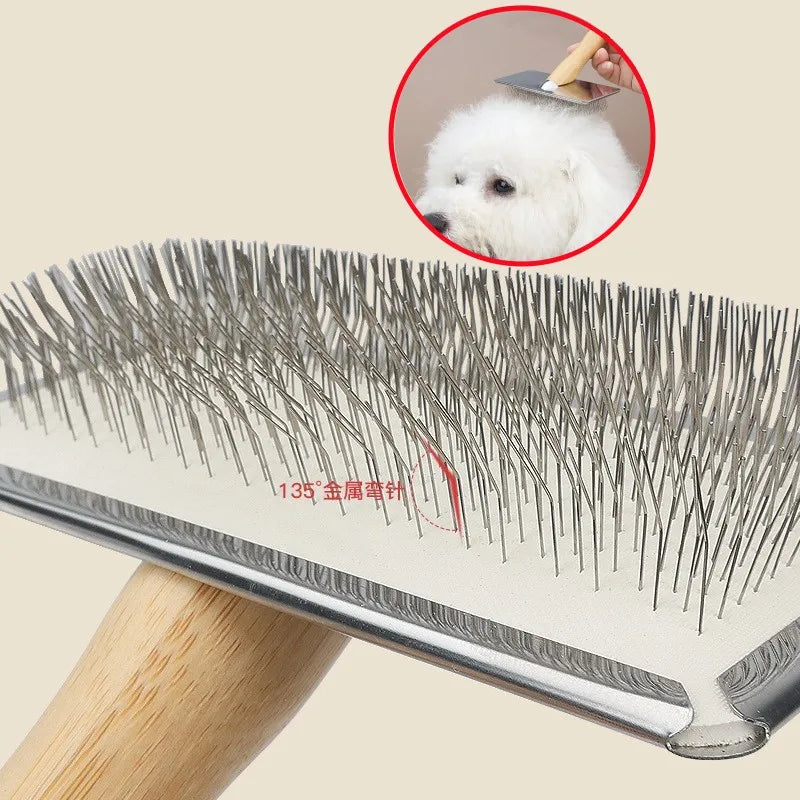 Wooden Pet Grooming Brush – Dog & Cat Hair Removal Comb