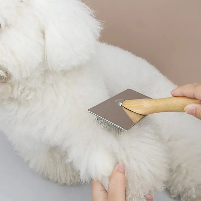 Wooden Pet Grooming Brush – Dog & Cat Hair Removal Comb