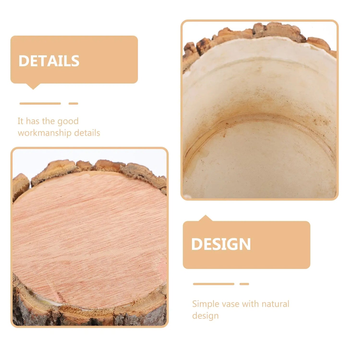 Rustic Tree Stump Wooden Planter for Indoor & Outdoor Decor