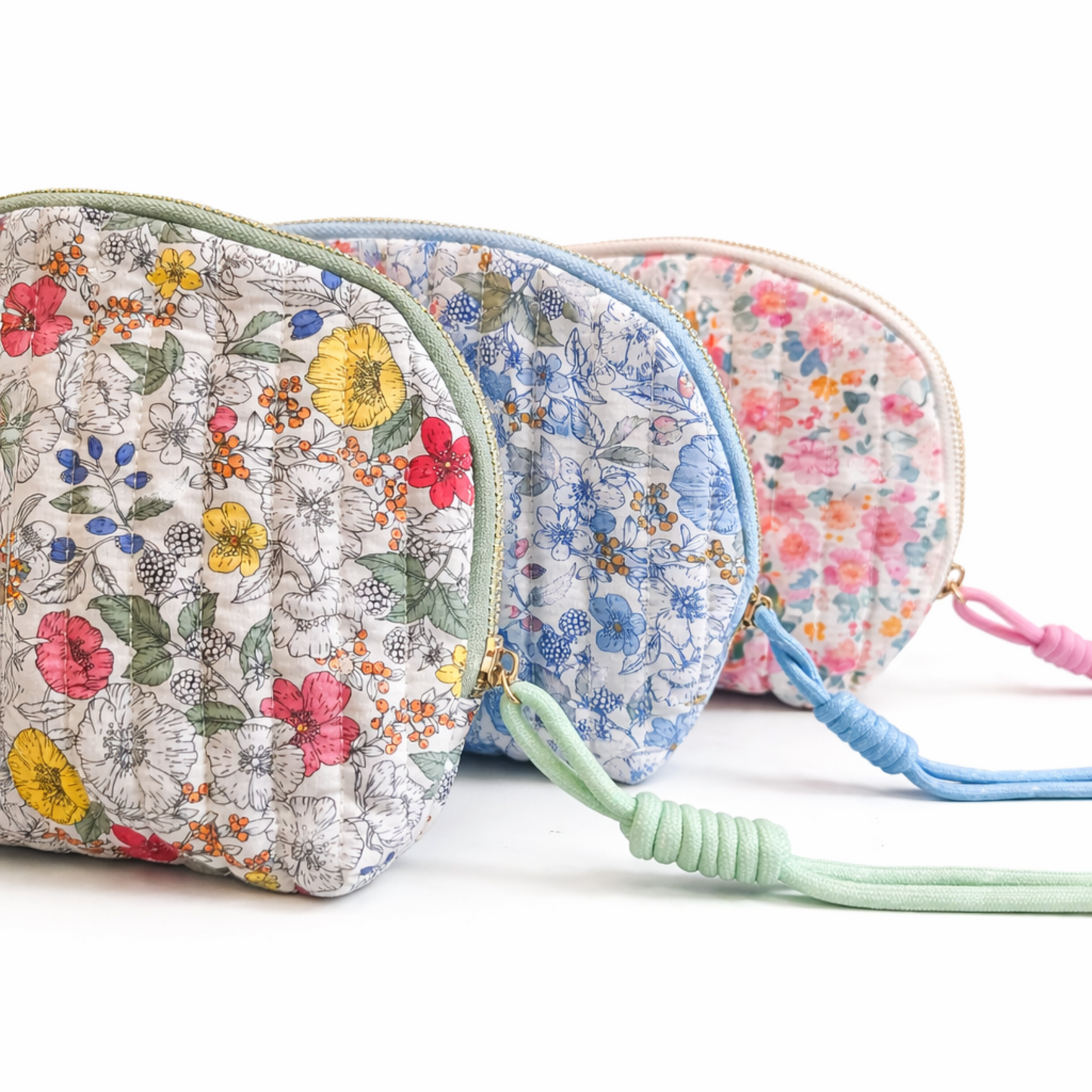 Vintage Floral Quilted Makeup Pouch