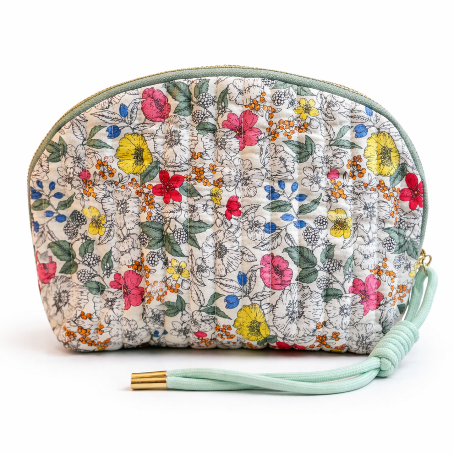 Vintage Floral Quilted Makeup Pouch