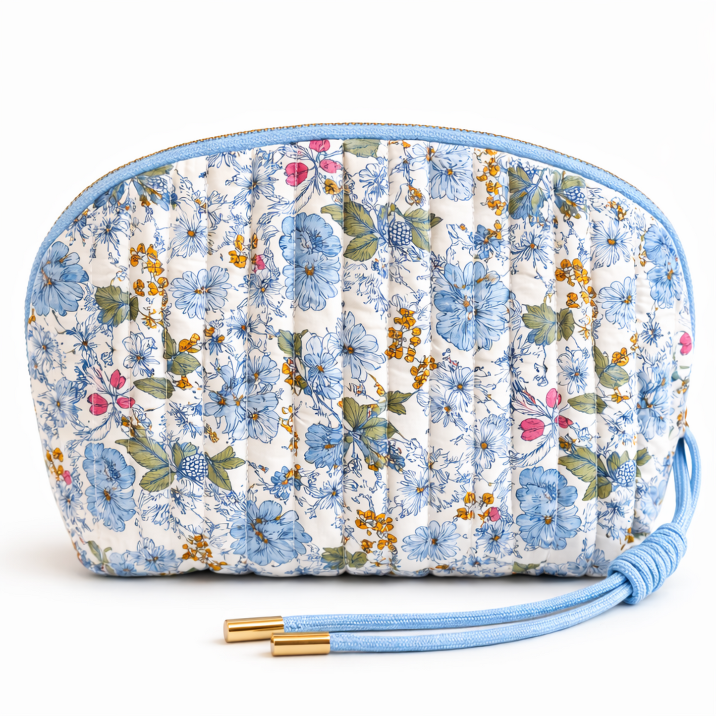 Vintage Floral Quilted Makeup Pouch