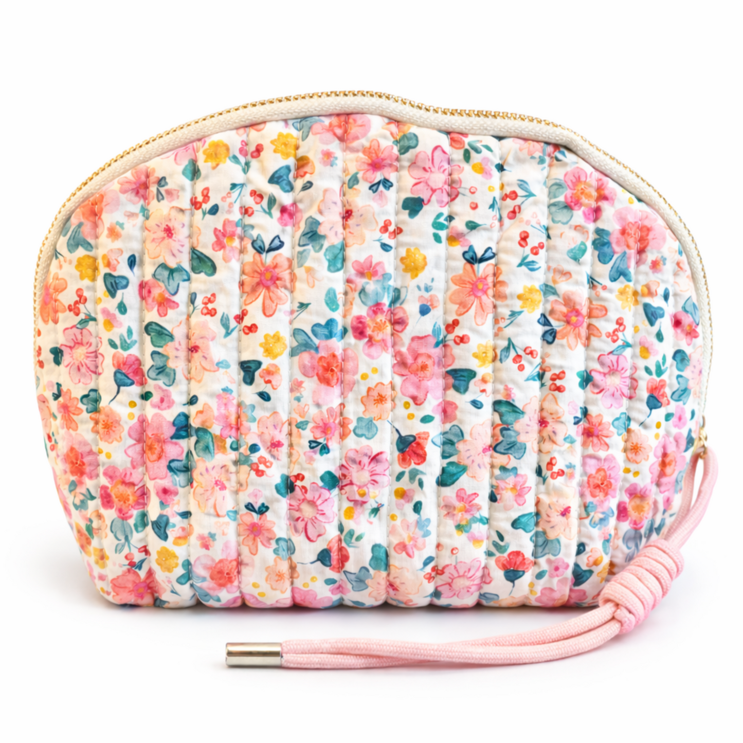Vintage Floral Quilted Makeup Pouch