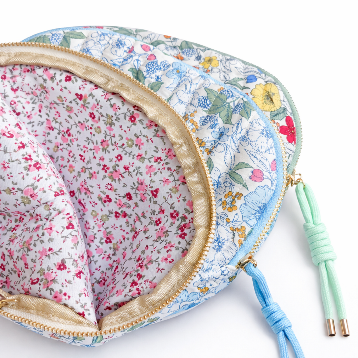 Vintage Floral Quilted Makeup Pouch