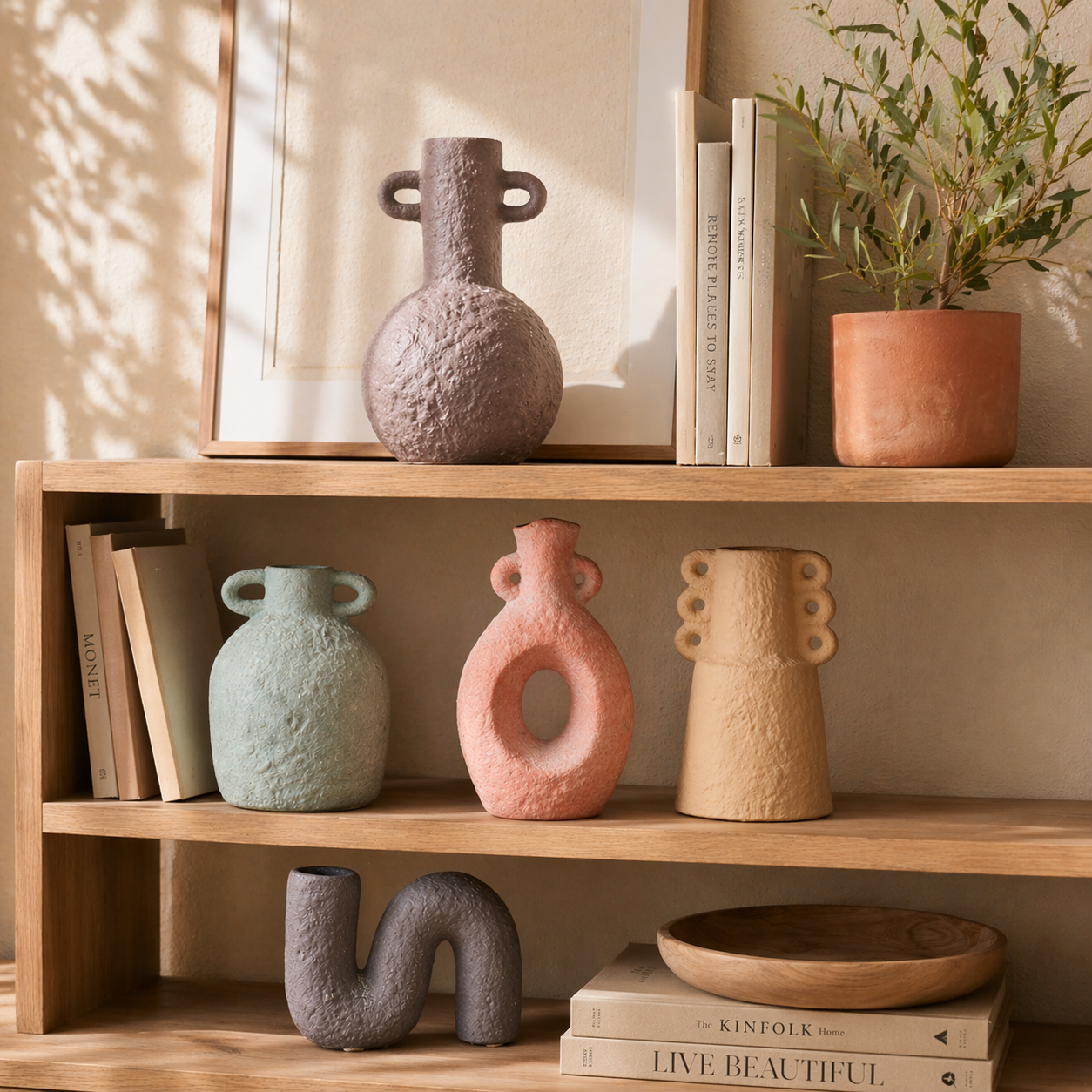 Wabi-Sabi Ceramic Decorative Vase – Modern Rustic Sculpture