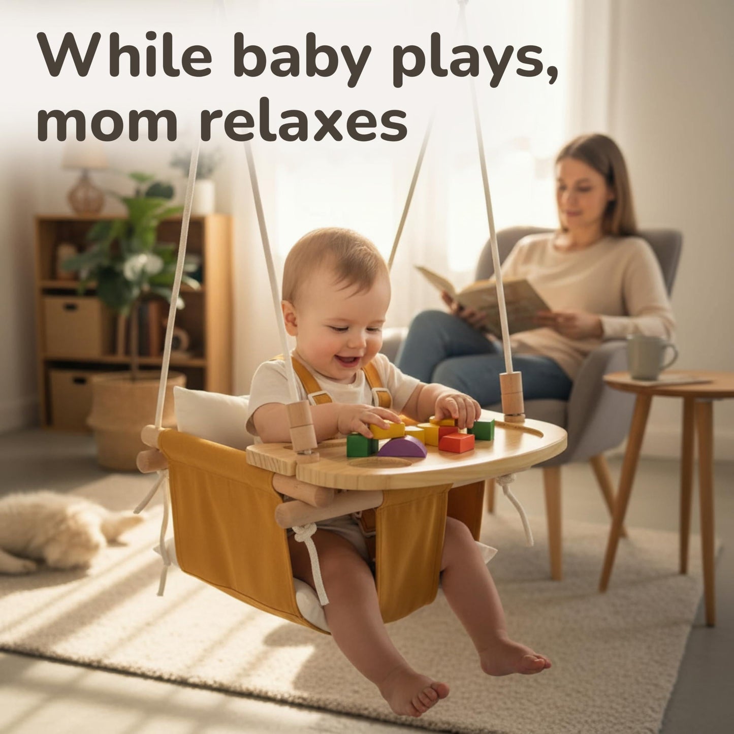 Wooden Activity Tray for Baby Swing – Montessori Play Table
